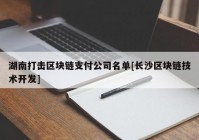 湖南打击区块链支付公司名单[长沙区块链技术开发]